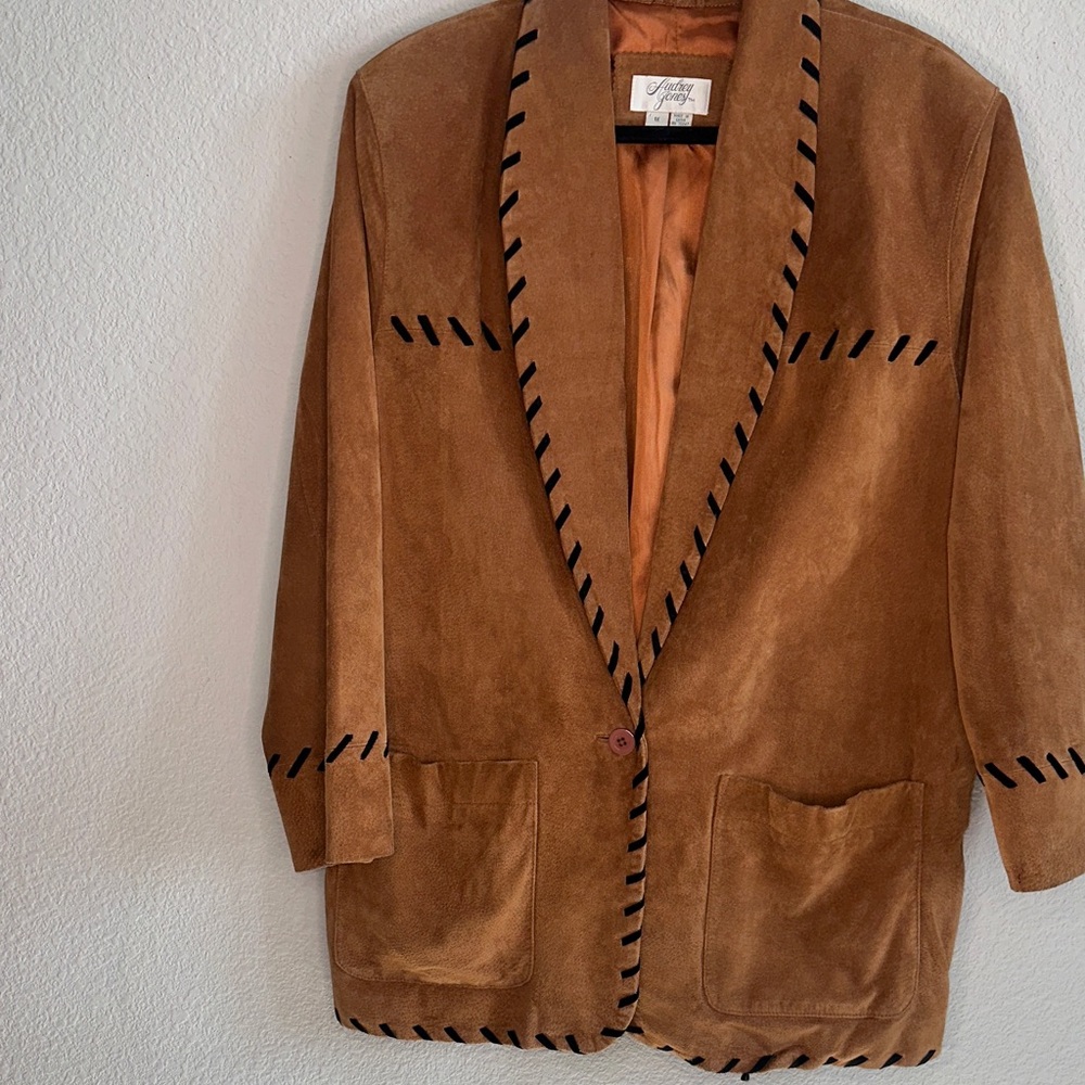 Gallery Tan Suede Blazer with Black‎ Detailing